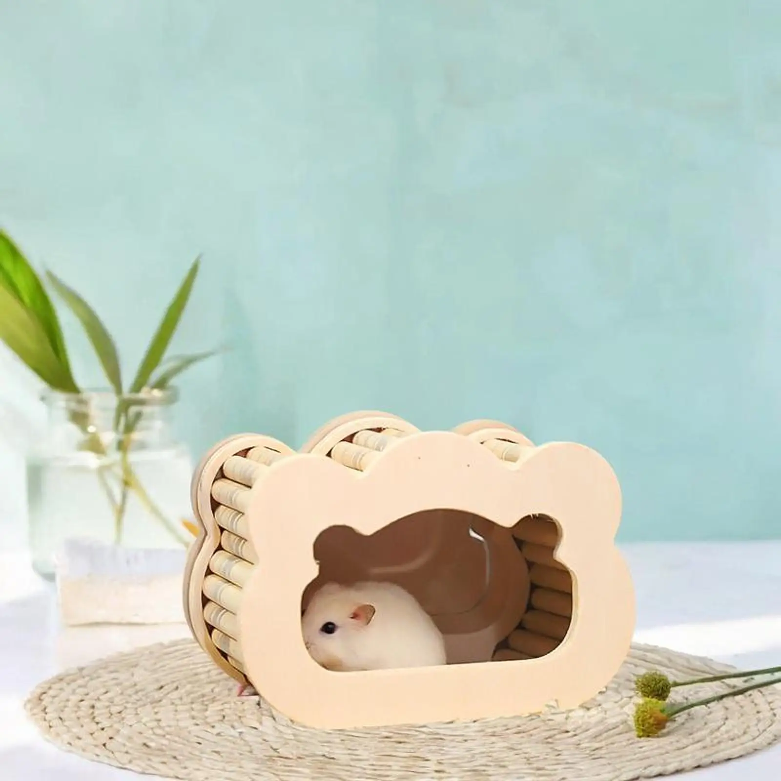 Casa de madera para hámster, nido oculto para casa de animales pequeños, refugio de actividades, accesorio de jaula de decoración de hábitat para correr, hacer ejercicio - imagen 2