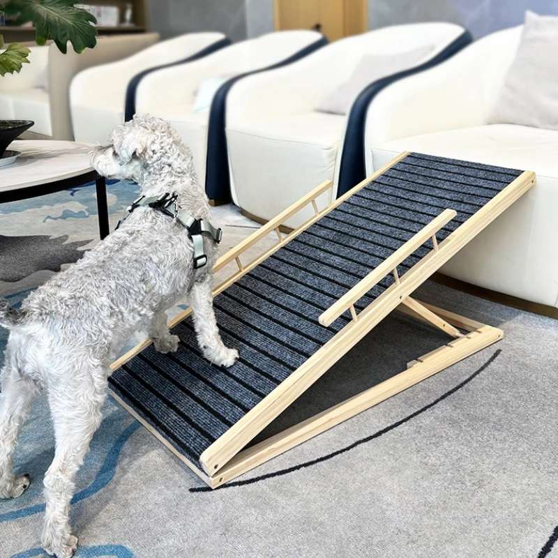 Escalera para mascotas de madera maciza, escaleras plegables para cachorros, altura ajustable, accesorios para perros, rampas de coche, suministros para productos de escaleras para perros pequeños - imagen 3