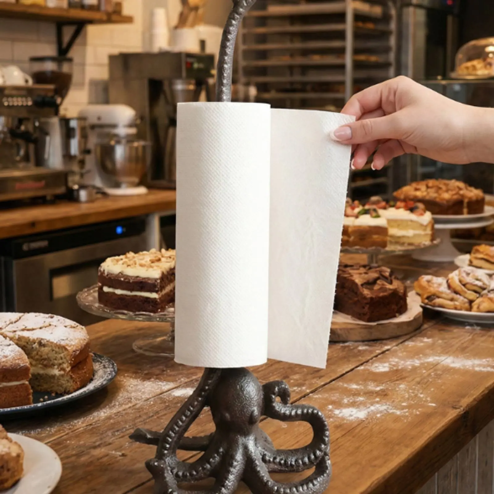 Portarrollos de hierro fundido antideslizante para papel cocina - imagen 5