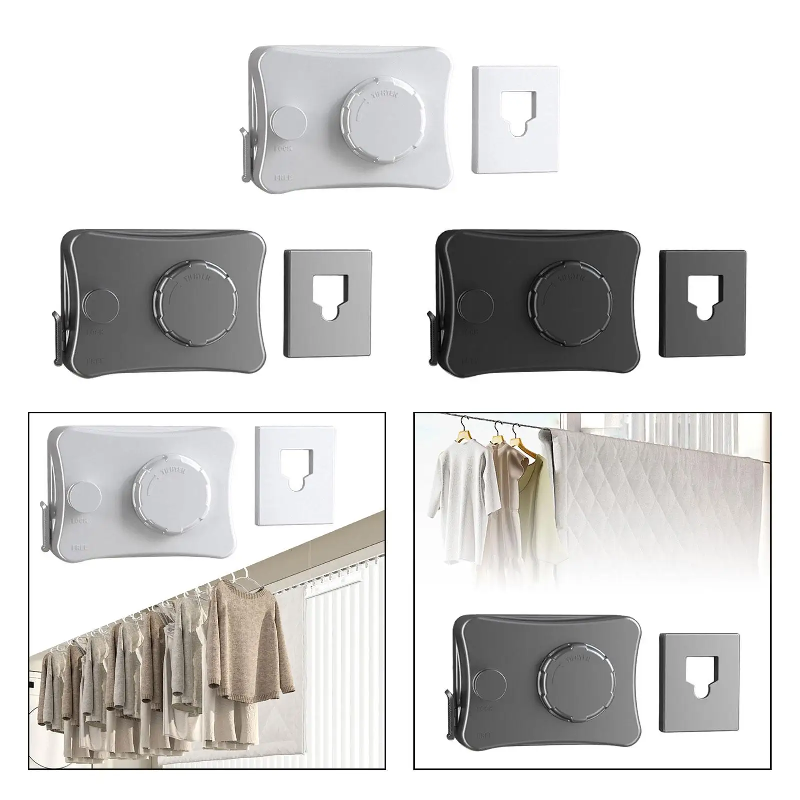 Retractable Clothesline Extendable Sturdy Retracting Hanging Heavy Duty Clothes Line for Patio Balcony Home Laundry Room Hotel