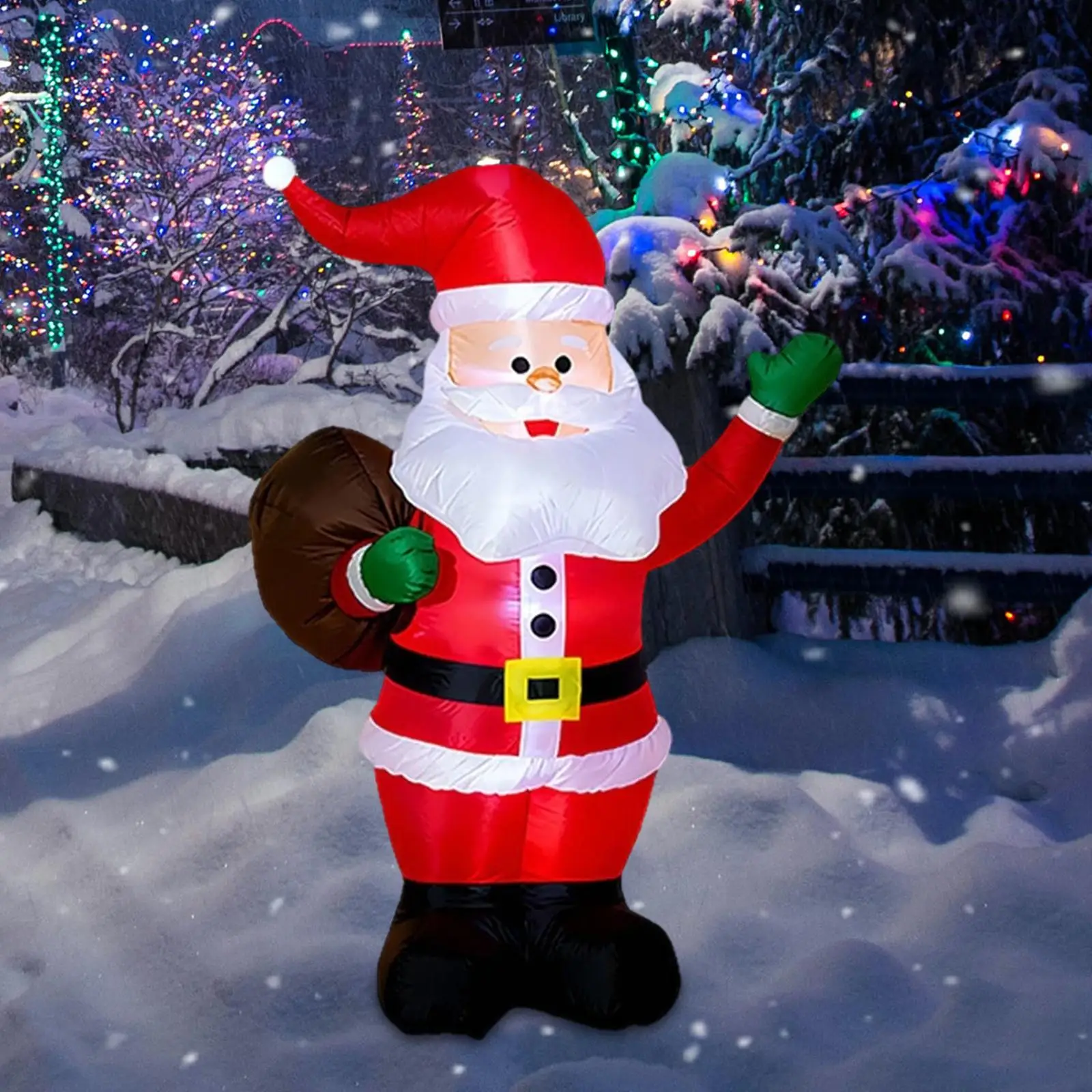 Adorno inflable navideño para patio, enchufe estadounidense, regalo Ideal para césped con LED para interiores - imagen 4