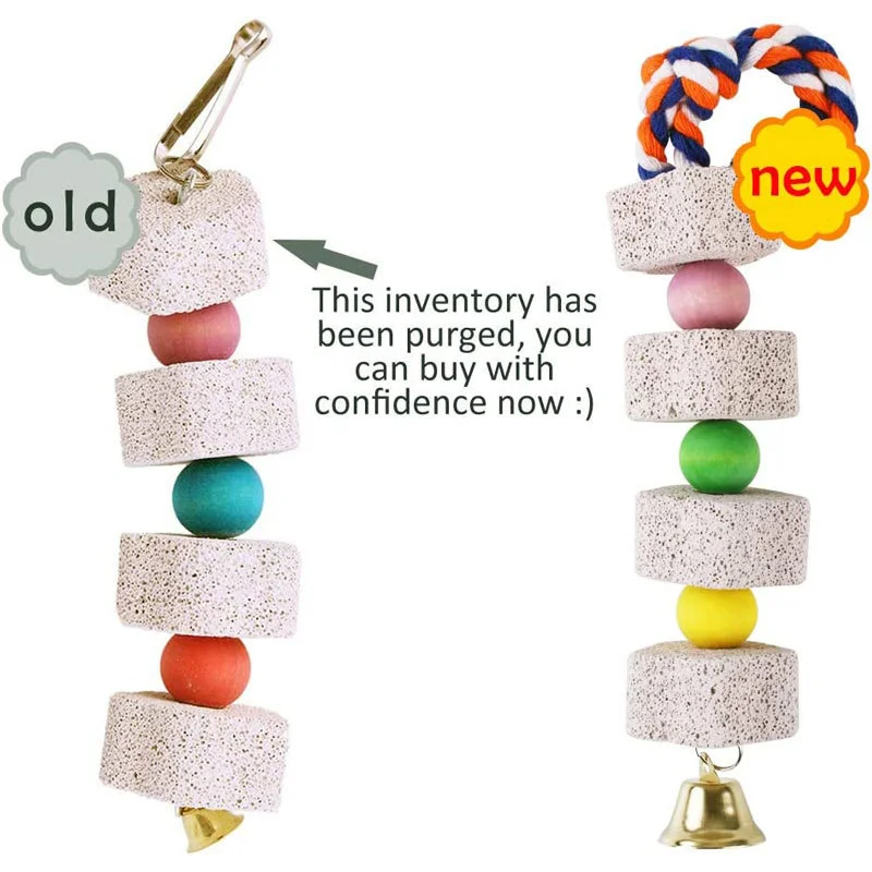 Campana de piedra Mineral para moler pájaros, loro, periquito, jaula Molar, juguete colgante para masticar, piedra Molar para hámster, productos para mascotas - imagen 3