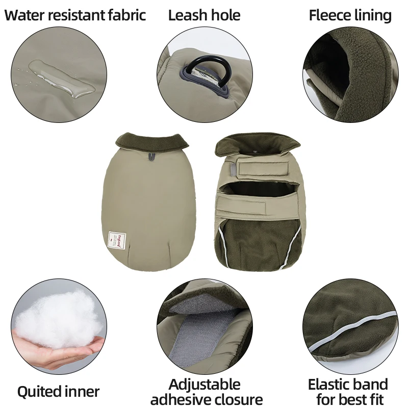 Ropa de invierno para perros, abrigo hinchado suave muy cálido para perros pequeños, medianos y grandes, cortavientos, chaqueta impermeable para mascotas para Bulldogs Yorkshire - imagen 3