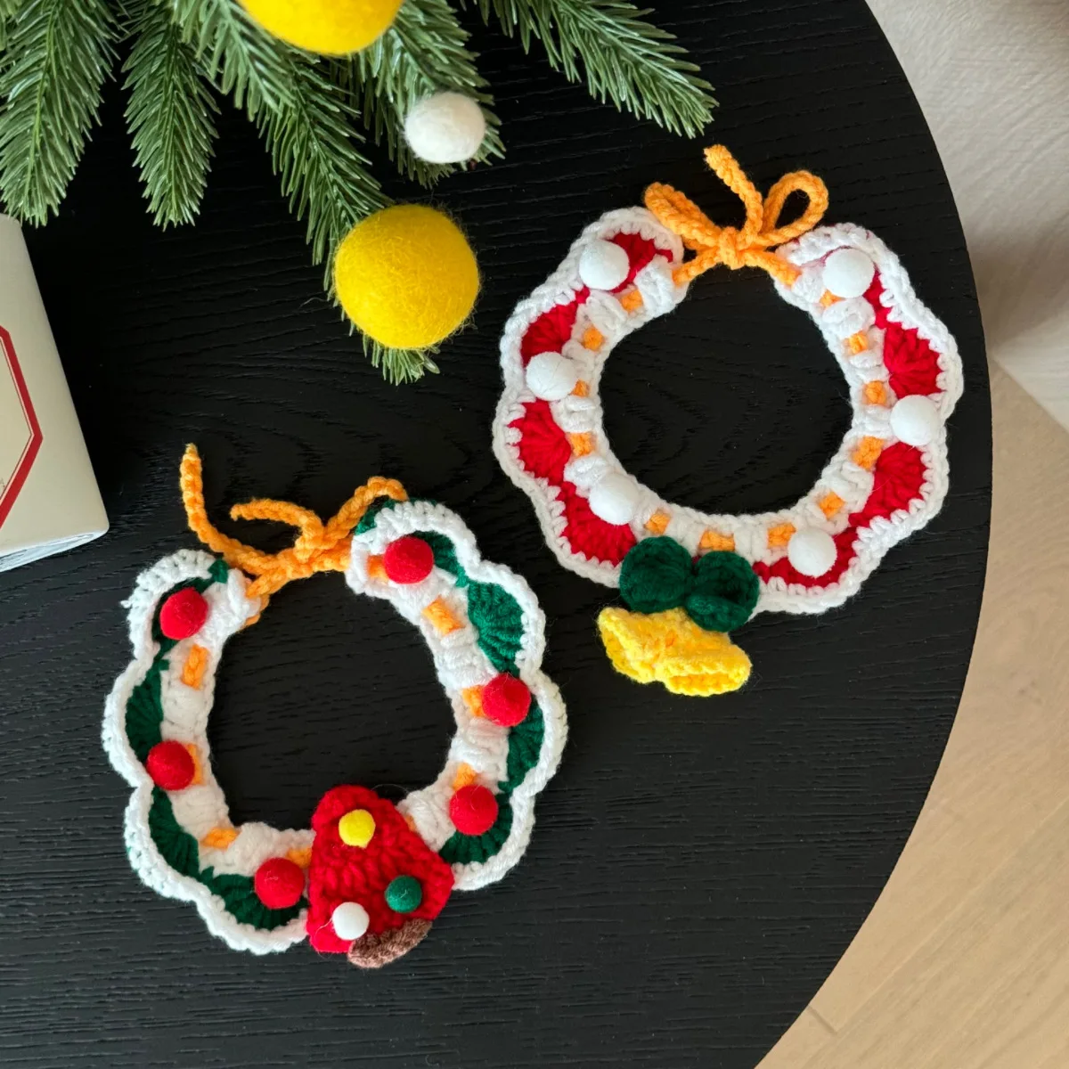 Collares para mascotas, collares navideños para mascotas, campanas para perros y gatos, bufandas tejidas de hilo de Reno, accesorios para perros pequeños y cachorros - imagen 2
