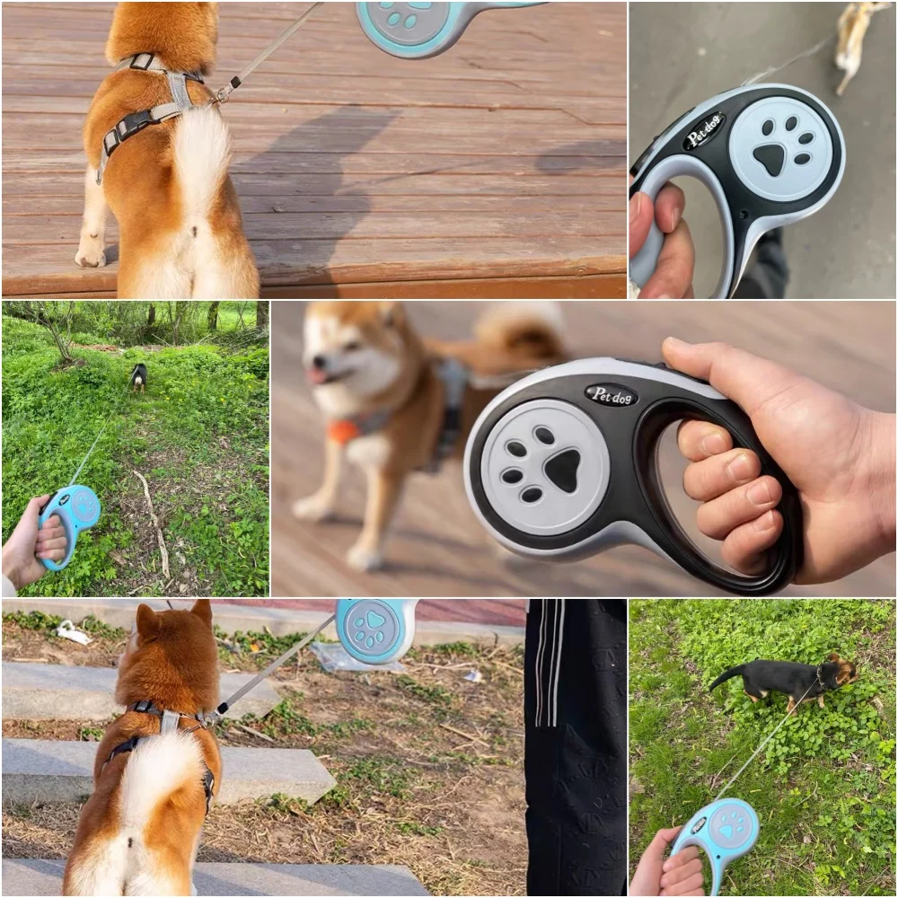 Correa para perro con forma de pata de 3m y 5m para perros pequeños, medianos y grandes, para caminar al aire libre, cachorro, cuerda de nailon retráctil fuerte, suministros para mascotas Yorkies - imagen 2