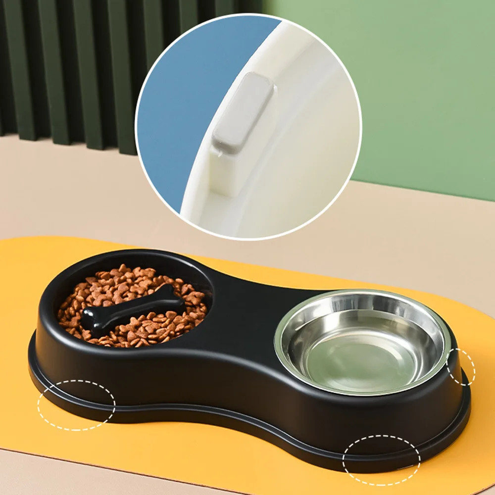 Cuenco alimentador lento para mascotas, cuenco doble de acero inoxidable, cuenco para comida para perros y gatos, plato alimentador antiastres para cachorros y gatitos, suministros duraderos para mascotas - imagen 5