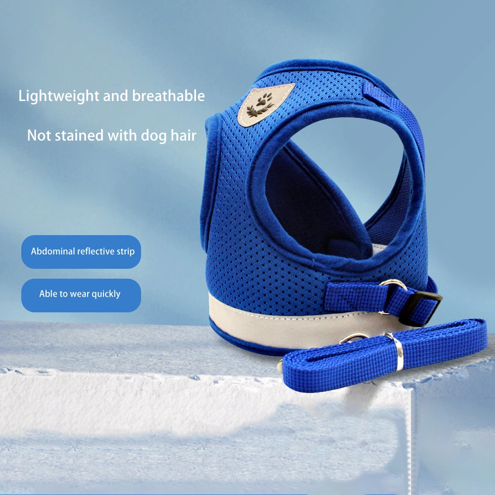 Correas reflectantes para perros pequeños, arnés transpirable de malla suave ajustable para caminar y correr - imagen 2