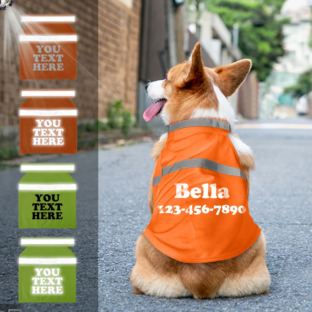 Ropa personalizada para perros, nombre impreso gratis, número Tel, ropa para perros, chaleco reflectante de seguridad para mascotas, disfraz de visibilidad nocturna para caminar para perros