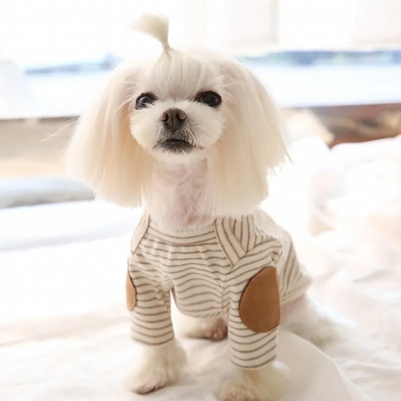 Sudaderas finas con capucha para perros, chaleco de lana para perros, ropa para perros a rayas, sudadera para cachorros, disfraz de Chihuahua, ropa para perro salchicha - imagen 4