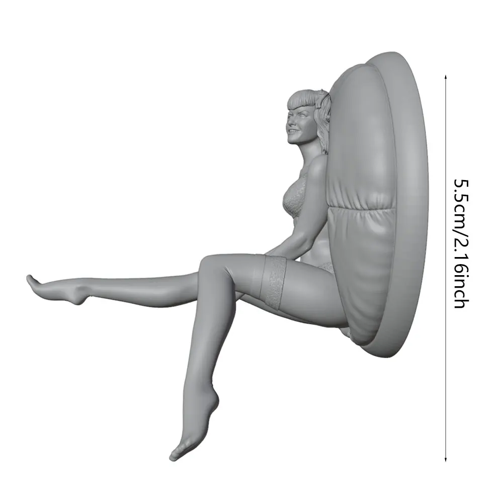 Figura miniatura resina chica sensual sofá redondo 3D sin colorear pintar - imagen 3
