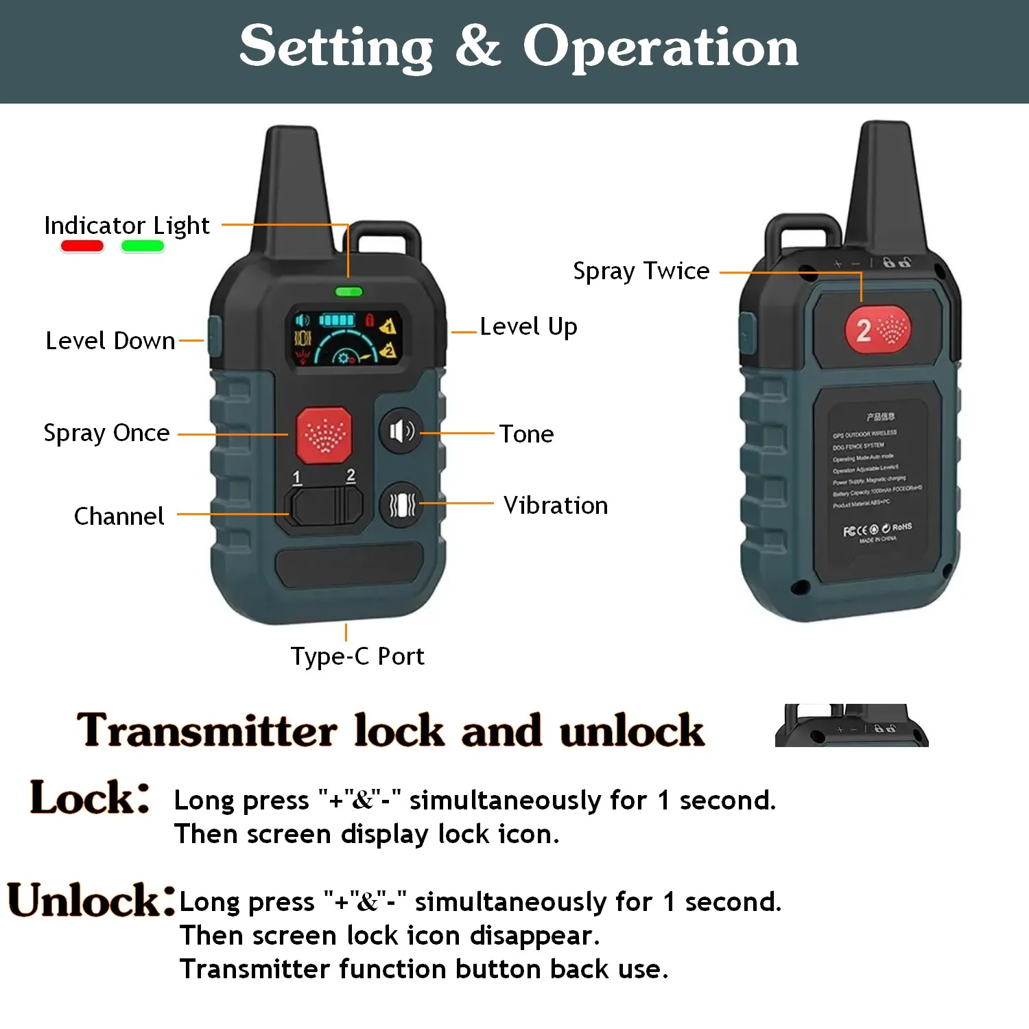 Collar de entrenamiento para mascotas con control remoto en aerosol, vibración de tono en aerosol, 6 niveles ajustables, antiladridos, entrenador profesional para perros humanísticos