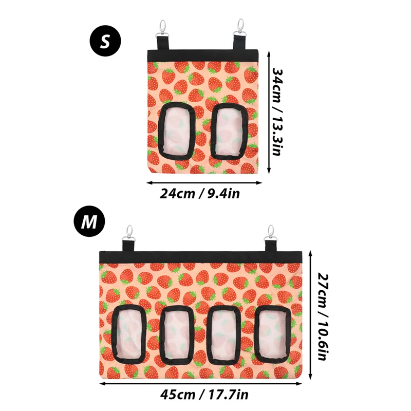 Bolsa de heno colgante para conejillos de indias, alimentador de animales pequeños, dispensadores de alimentos para conejos, accesorios para jaulas, bolsa de alimentación para mascotas, 2/4 agujeros - imagen 4