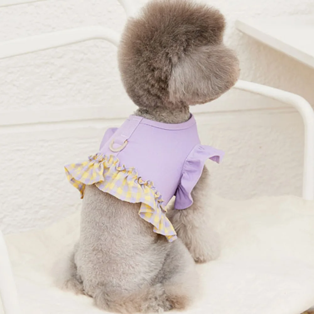 Cuerda de tracción de contraste de Color para perro, Chaleco corto de encaje para perros pequeños, suministros para mascotas, arnés para perros - imagen 4