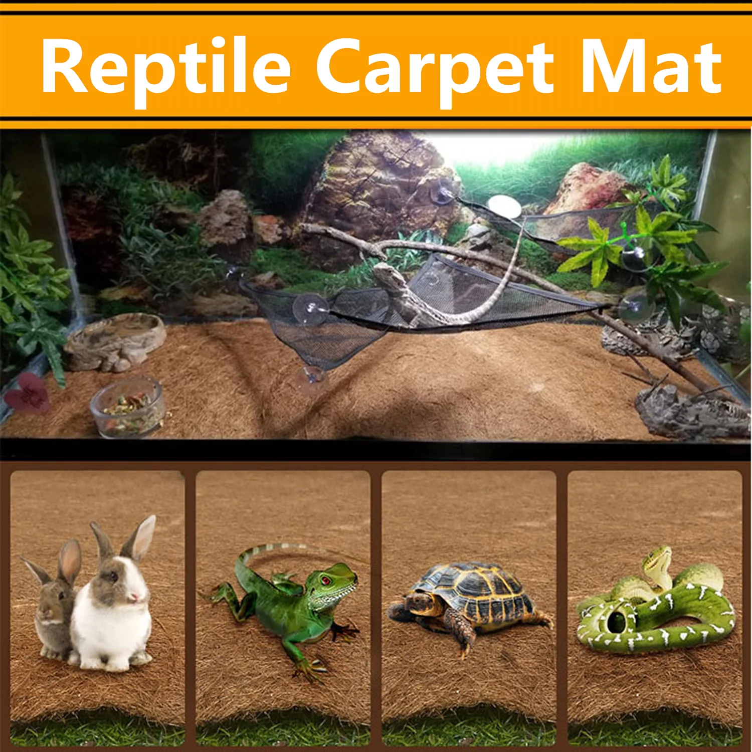 Estera Natural para gatear para mascotas, caja de cría de tortugas, paisajismo, tanque de selva tropical, paisaje, estera de Palma de coco Natural, 30x30cm, 1 ud. - imagen 2