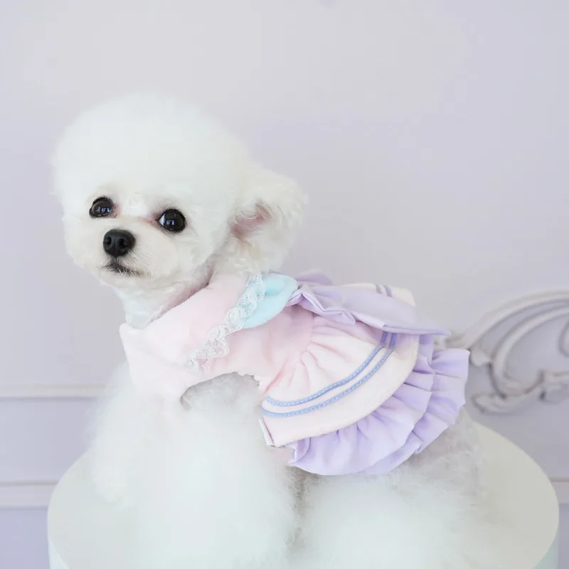 Vestido princesa invierno de felpa con lazo para perros pequeños - imagen 2