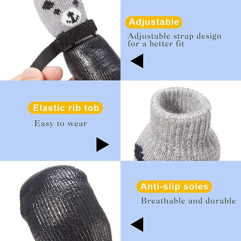 Calcetines para perros y gatos, botas ajustables e impermeables, antideslizantes, protectores de patas para perros pequeños y medianos, 4 unidades - imagen 4