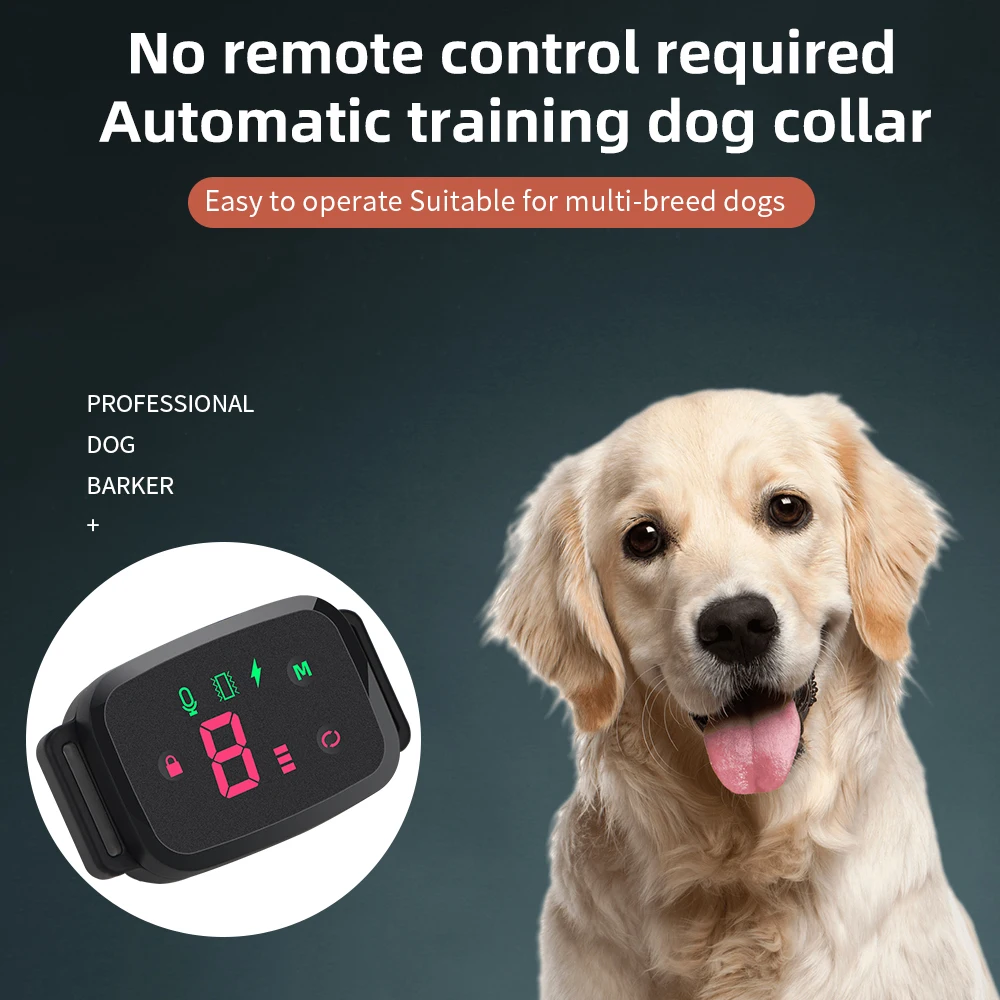 Collar antiladridos automático para perro, collar de adiestramiento para perros, dispositivo inteligente con pantalla, resistente al agua, recargable, para dejar de ladrar collar electrico para perro adiestramiento - imagen 2