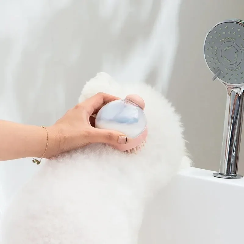 Cepillo de ducha para perros, cepillo de limpieza de baño de masaje para el cuidado de perros y mascotas con dispensador de champú para ducha de perros y gatos de pelo largo - imagen 3