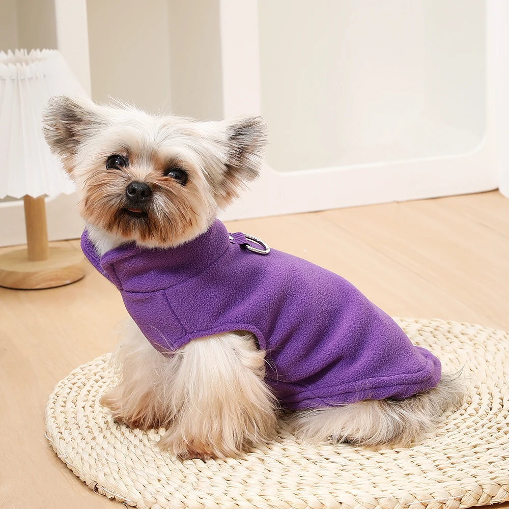 Ropa cálida de lana para perros pequeños y medianos, chaqueta de otoño e invierno para gatos, chaleco para cachorros, jersey con anillo en D, trajes para mascotas Chihuahua Pug - imagen 5