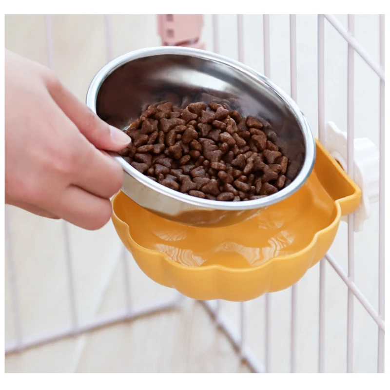 HOOPET-cuenco colgante de acero inoxidable para gatos, recipiente para comida, cuenco para agua, jaula para gatos, cuenco para arroz, jaula para perros, cuenco antigiro para perros - imagen 3