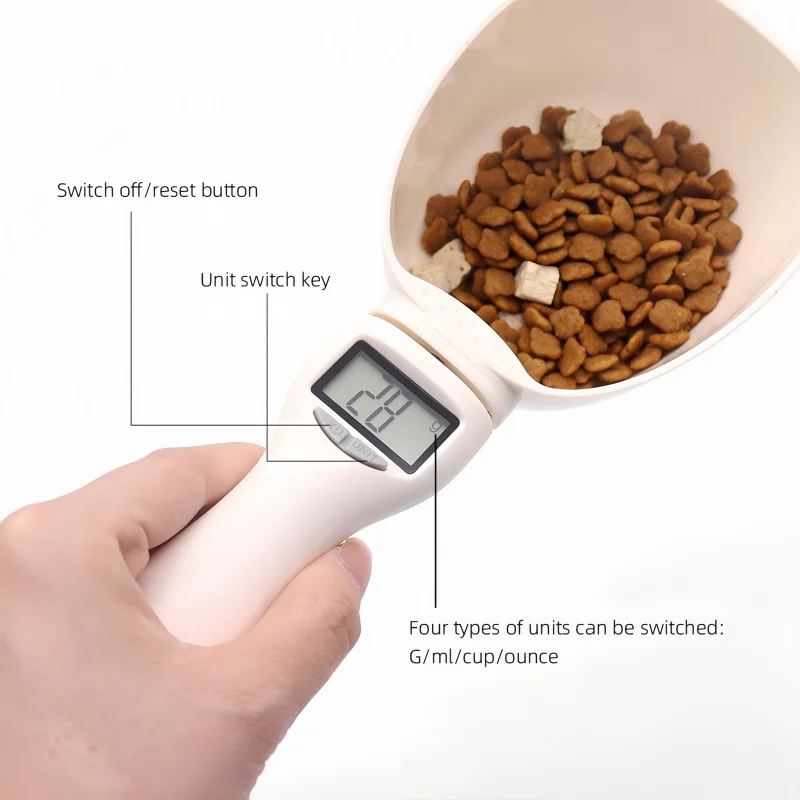 Cuchara medidora de alimentos para mascotas, taza medidora electrónica de comida para perros y gatos, báscula Digital para alimentos con pantalla LED - imagen 3