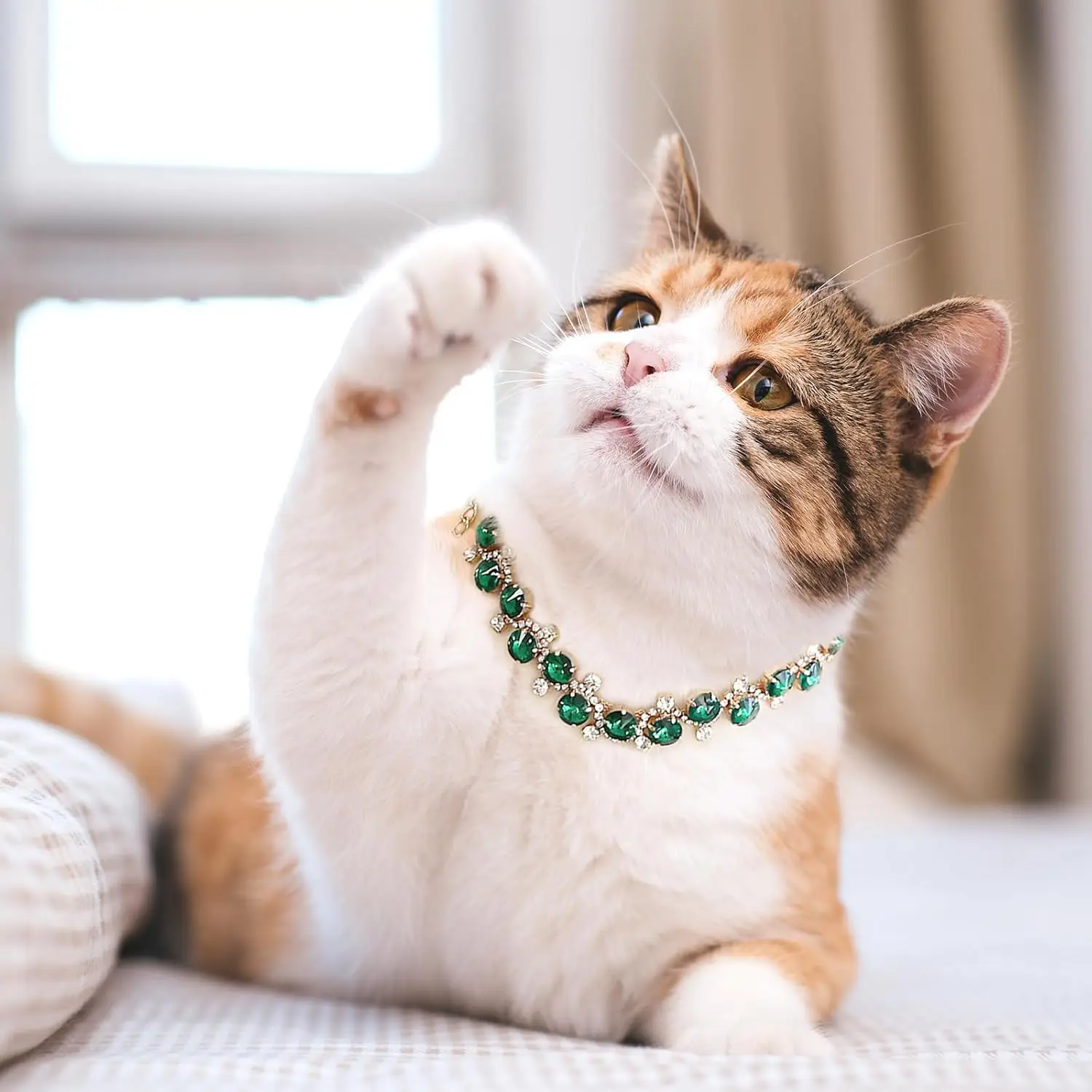 Collar de gato para mascotas, accesorios Vintage de gemas de lujo, Collar de joyería ajustable con bonita pata de mascota para gatos, perros pequeños y cachorros - imagen 4
