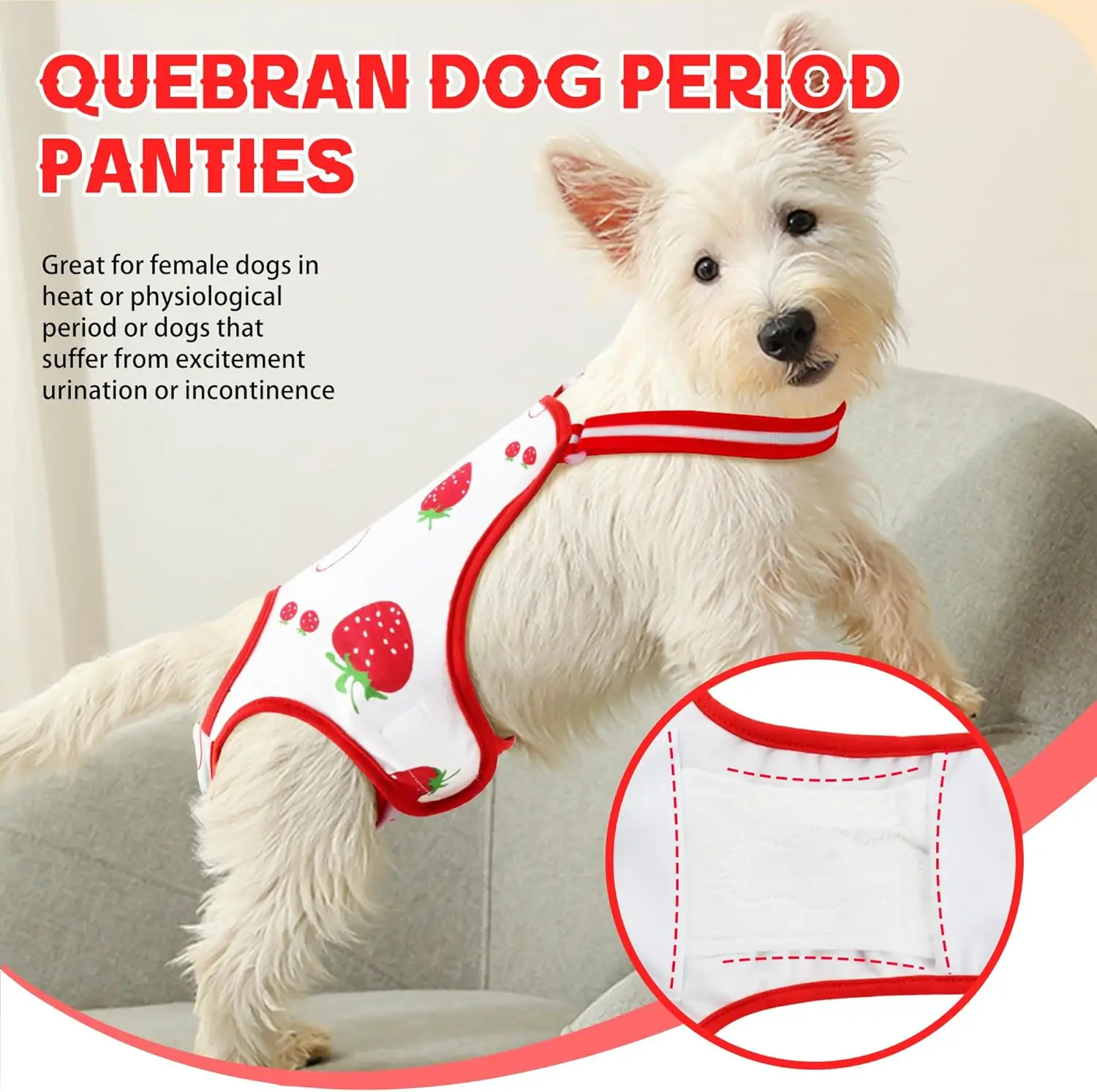 Pañales reutilizables para perros femeninos con tirantes ajustables para perros pequeños y medianos, mono lavable para cachorros, bragas sanitarias para fisiología - imagen 5