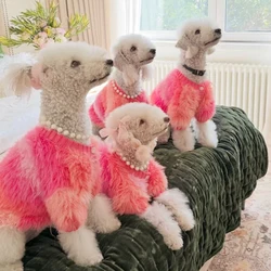Suéter invierno lujo rosa para perros pequeños Bedlington Terrier