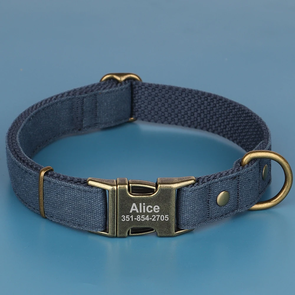 Collar personalizado con placa de identificación para cachorros y perros, collares con hebilla para perros y mascotas de nailon duradero, nombre grabado gratis para Pit Bull Bulldog Pug - imagen 2