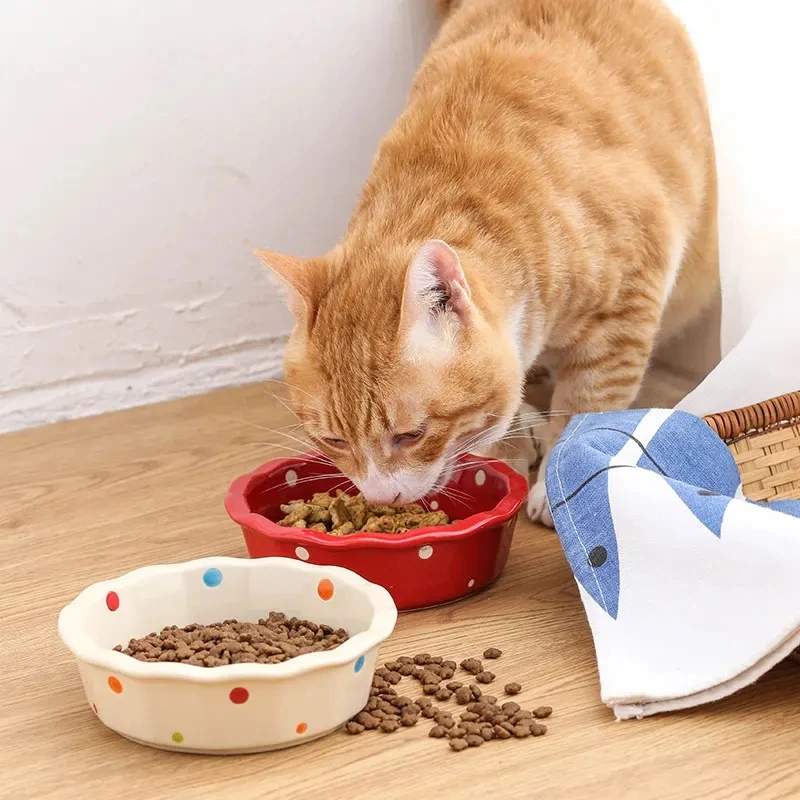Comedero y bebedero de cerámica para gatos y perros - juego de platos