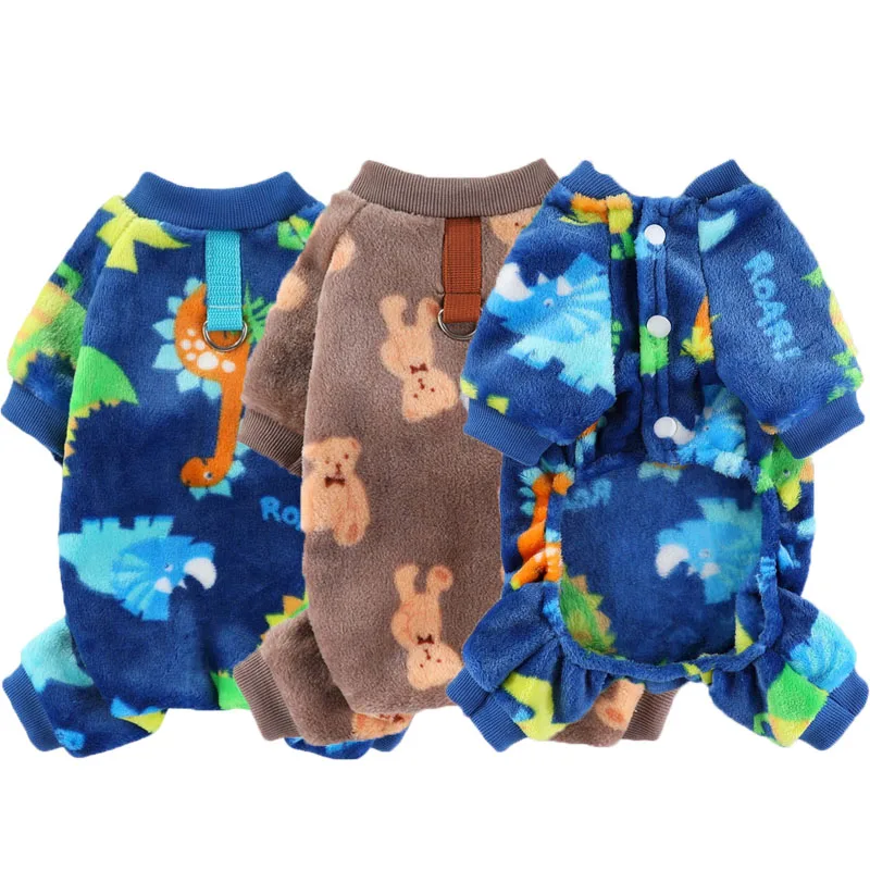 Pijamas de lana, mono cálido de invierno para mascotas, ropa estampada para perros pequeños, Chihuahua, perro salchicha, York, mono para cachorros