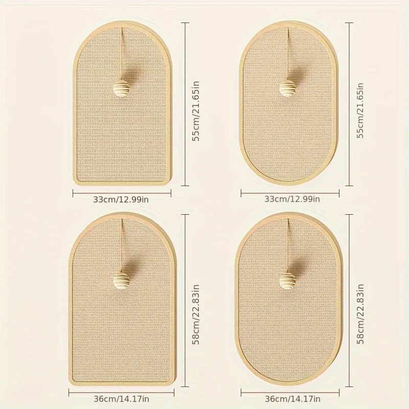 Estación para gatos de sisal 3 en 1: rascador lavable + pelota colgante de juguete y panel de pared autoadhesivo - imagen 2