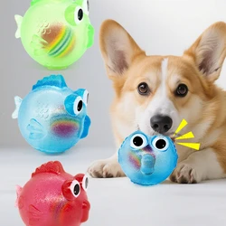 Pez sonoro de silicona para perros - Juguete limpiador de dientes
