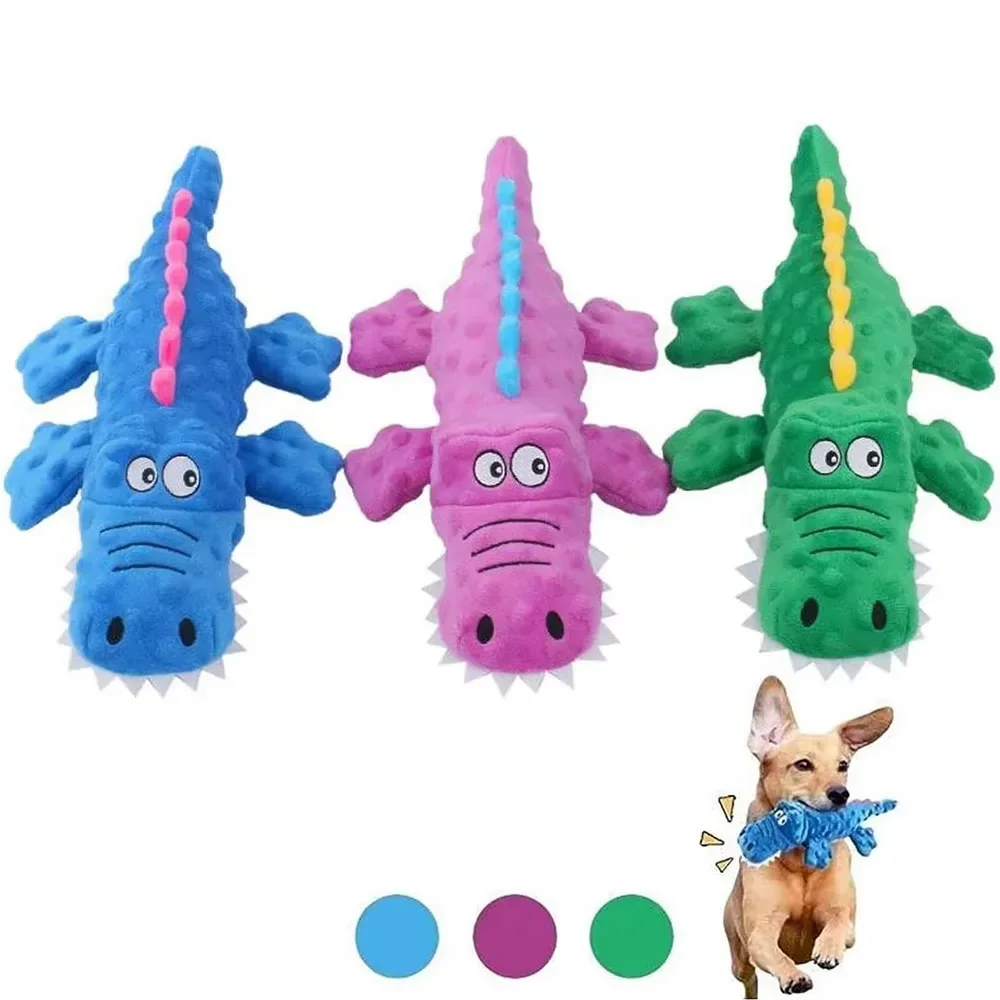 Juguete de peluche para mascotas, juguete interactivo con forma de Animal de cocodrilo con sonido para perros, juguete para masticar limpio, suministros para mascotas para perros pequeños y grandes - imagen 2
