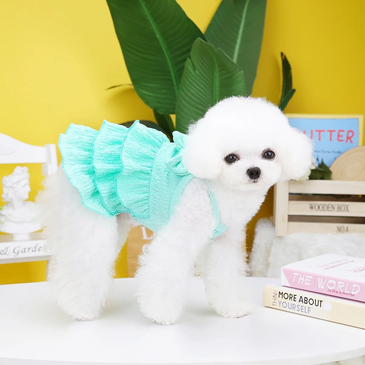 Falda de pastel multicapa para mascotas, ropa de Primavera/Verano, falda fina para perro, Bichon Frise, perro pequeño, gato, vestido de Color caramelo, ropa para perros - imagen 3
