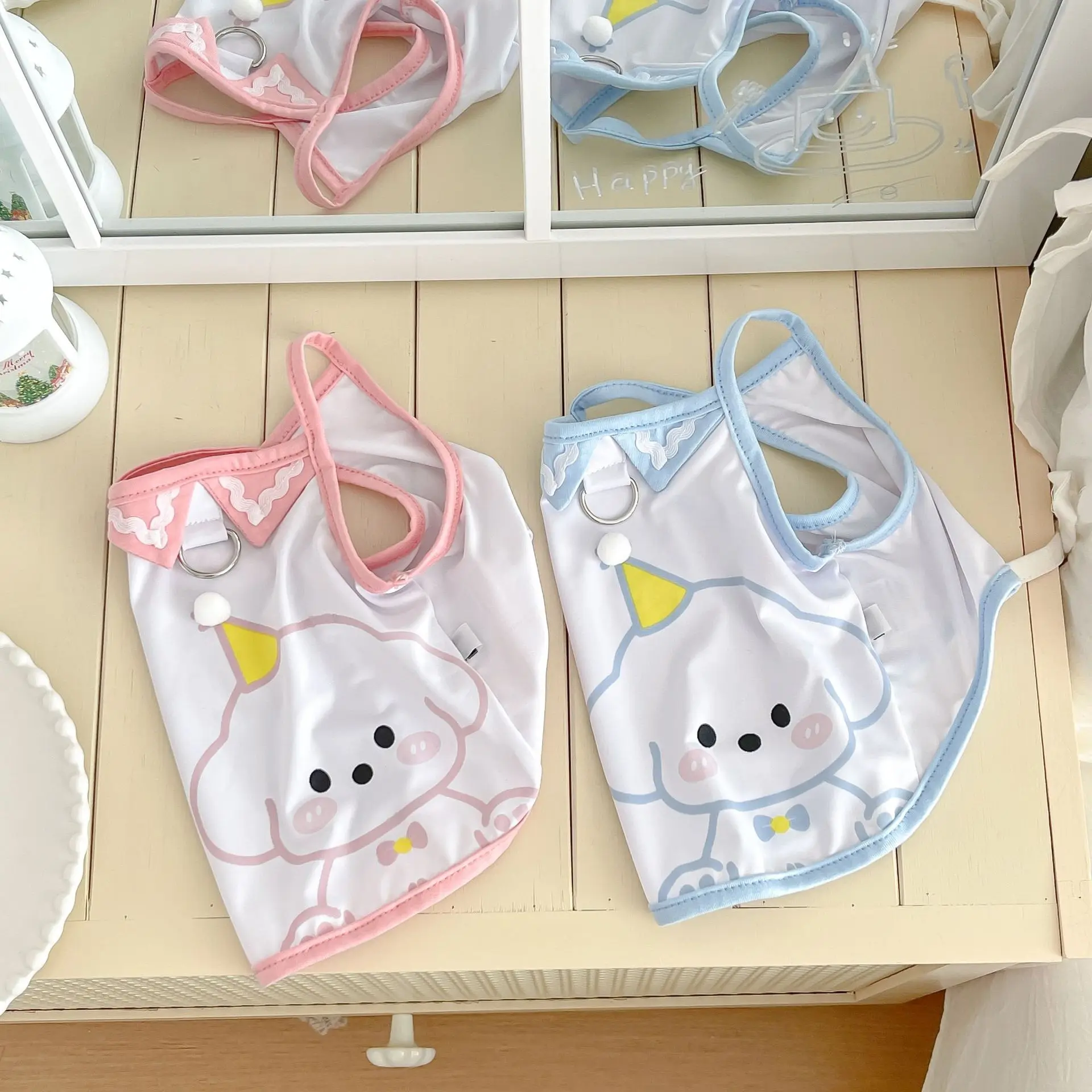 Correa de resorte para mascotas, camiseta sin mangas con correa para mascotas, protector solar transpirable para exteriores, ropa para perros pequeños - imagen 5