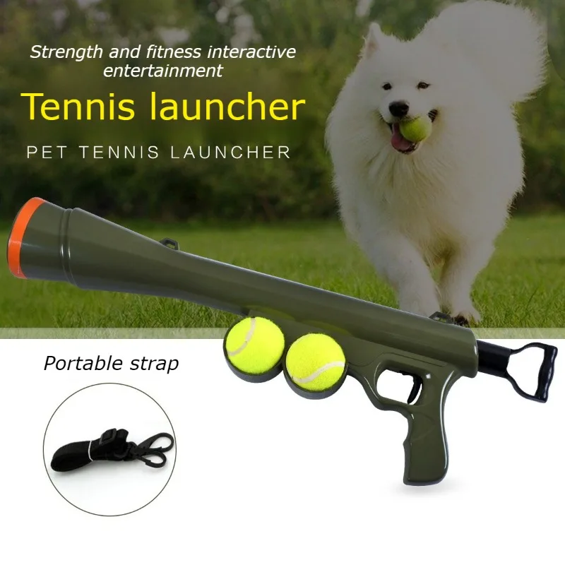 Lanzador de pelotas de tenis para perros al aire libre, juguete interactivo para mascotas, herramienta de juego de buscar, juguetes para perros, correa portátil, entretenimiento físico para perros - imagen 2