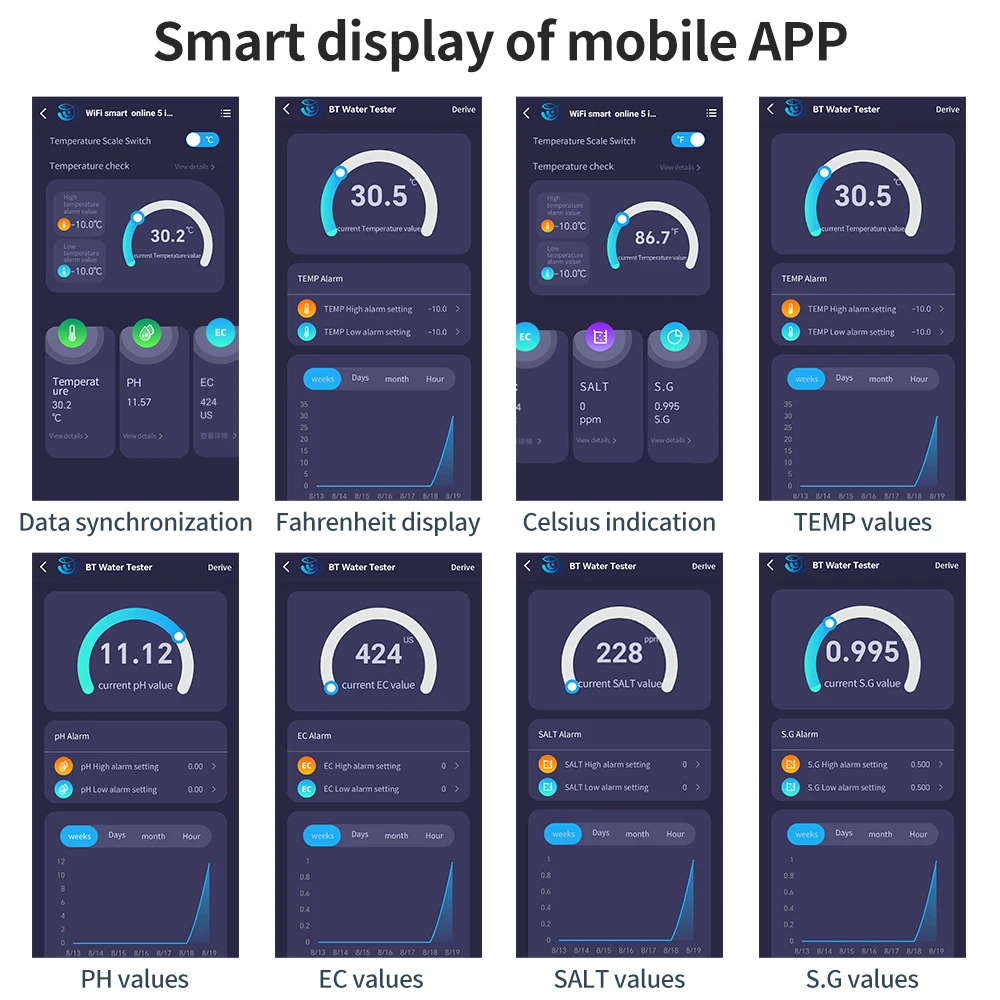 Visualización inteligente de la aplicación móvil con gráficos y gráficos