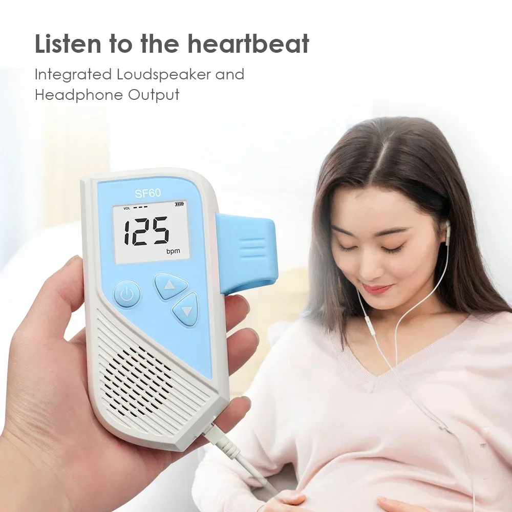 SF50/60/70/80/90 Doppler Fetal corazón Baet Monitor hogar embarazo bebé sonido Detector de ritmo cardíaco pantalla LCD recargable - imagen 2
