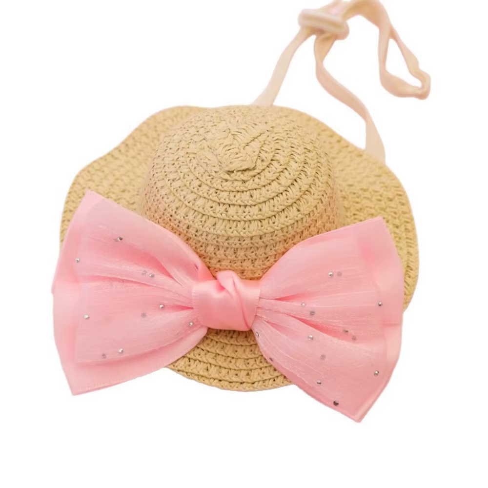 Sombrero de paja para gatos y perros con protección solar práctica - imagen 3