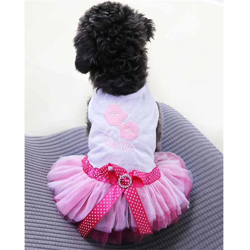 Dulce vestido con lazo para perro, faldas de malla con lazo de encaje, vestido de princesa, ropa para perros pequeños y medianos, disfraces para cachorros, Chihuahua - imagen 5