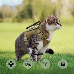Chaleco táctico para gatos cachorros – Arnés entrenamiento con 2 parches