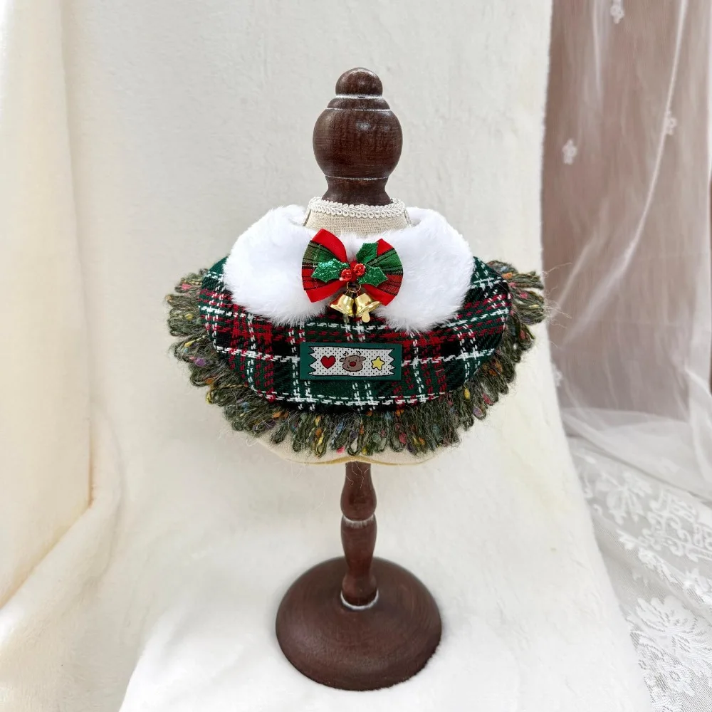 Bufanda de otoño e invierno para mascotas, chal de Navidad verde, bufanda para perros y gatos, Collar, corbata, decoración para mascotas, ropa para perros pequeños, ropa para cachorros - imagen 4