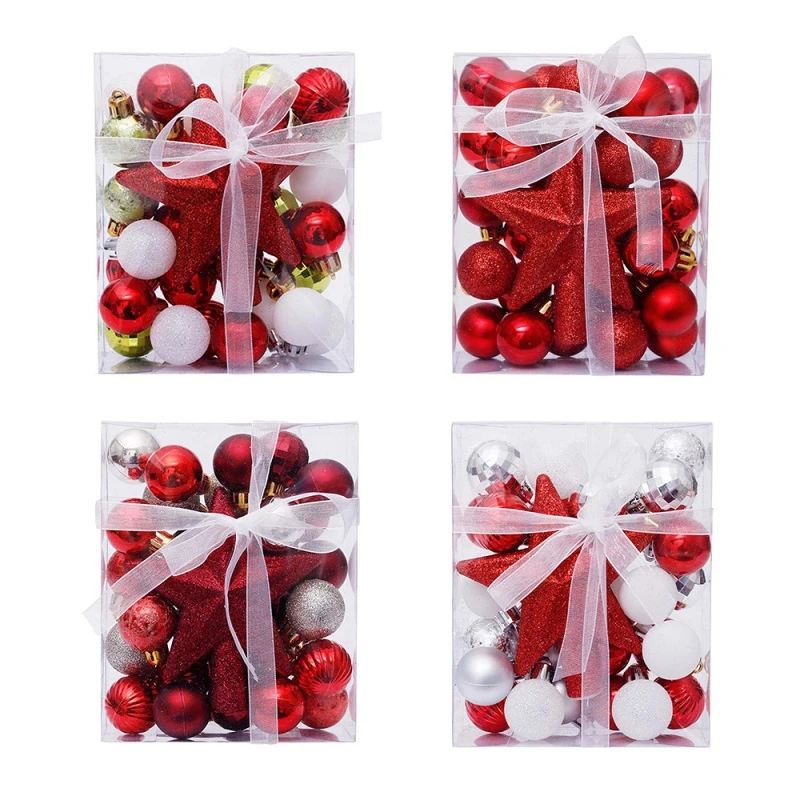 Decoración de árbol de Navidad, adorno de estrella brillante y bola, conjunto de 30 para fiesta de Navidad, vacaciones, hogar y oficina