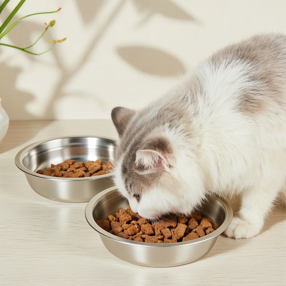 Tazón acero inoxidable antideslizante y resistente para gatos y perros