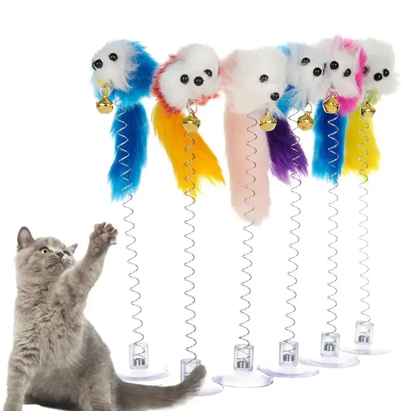Juguete para Gato de dibujos animados, palo de pluma, varilla de ratón, juguete con Mini campana, atrapasueños para gatos, juguete interactivo para gatos