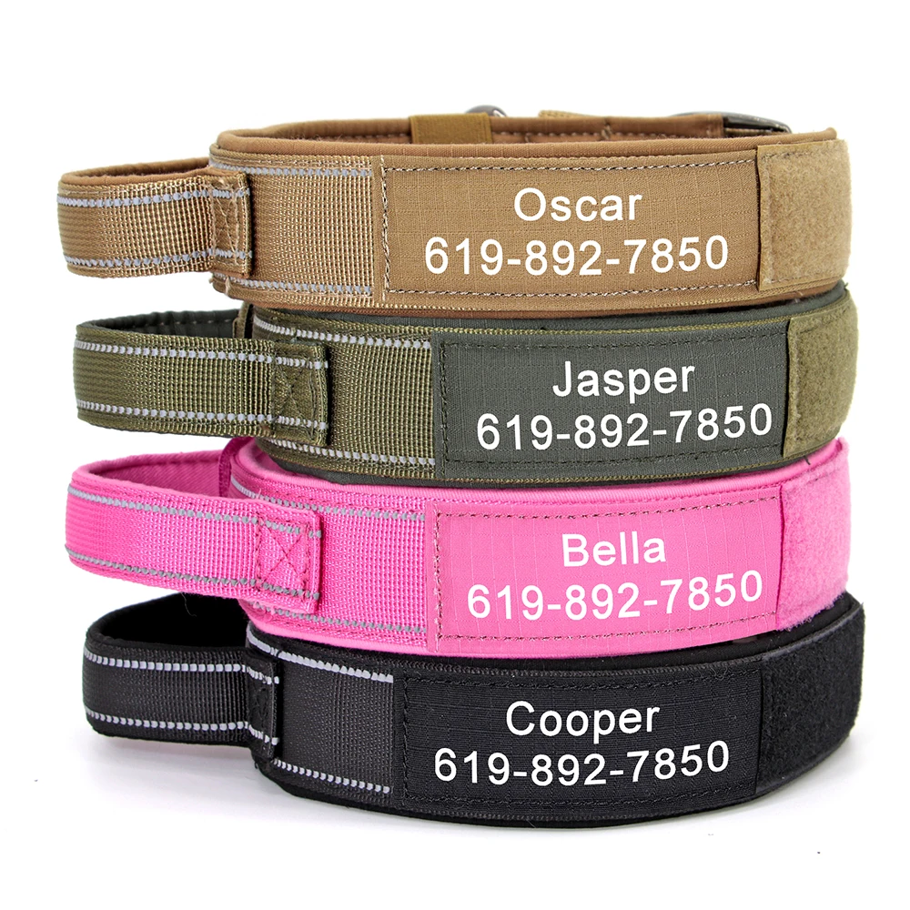 Collar táctico militar para perro, collares de entrenamiento fuertes personalizados con mango, duradero para perros medianos y grandes, Shepard alemán - imagen 4
