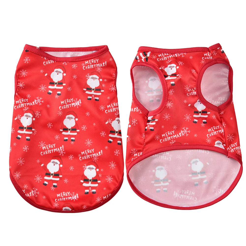 Chaleco transpirable para perro, camiseta suave con estampado de Papá Noel para Navidad, para perros pequeños y medianos, gatos, trajes bonitos de fiesta de Yorkshire - imagen 5