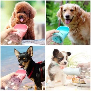 Botella de agua portátil para perros y gatos con almacenamiento de alimentos y contenedor de agua para cachorros, cuenco alimentador para perros, suministros para mascotas de viaje al aire libre