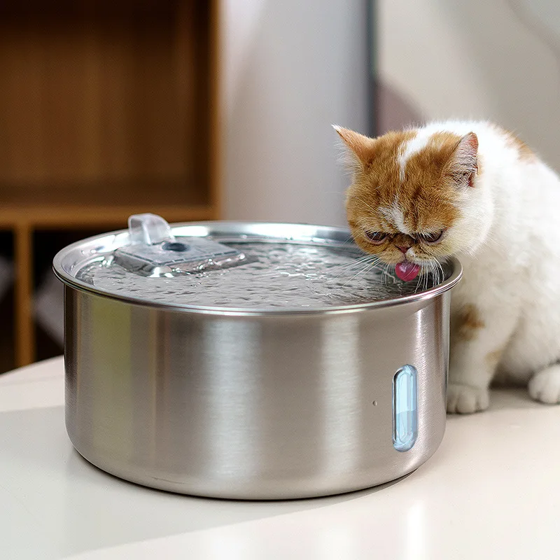 Dispensador de agua para mascotas de acero inoxidable de 7L, fuente de agua automática para gatos, fuente con filtro USB para perros y gatos, alimentador inteligente para beber - imagen 2